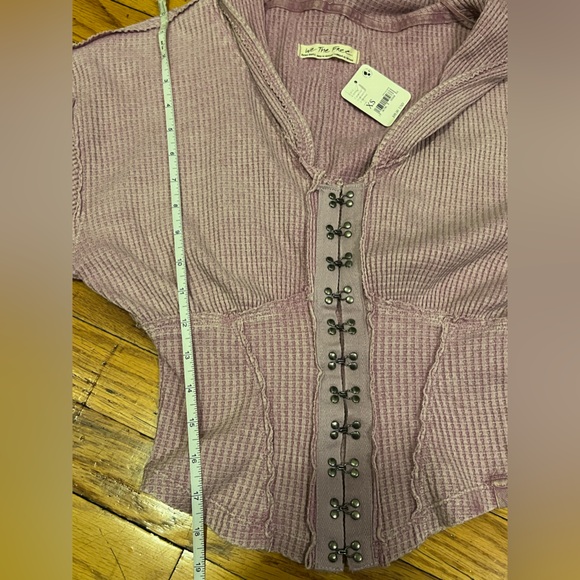 NEW FREE PEOPLE We The Free Cherry Girls Night Thermal Hoodie Sweater Pink XS - Picture 10 of 14
